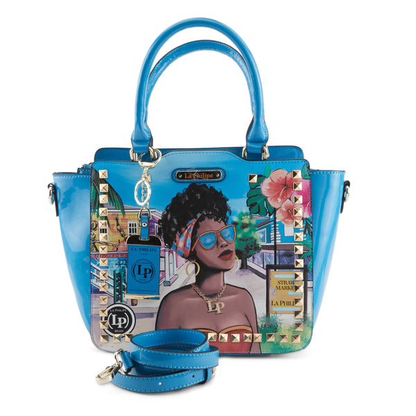 flexus by spring step LA PHILIPE LP1003-8 BLUE IN BAHAMAS HANDBAG-SATCHEL