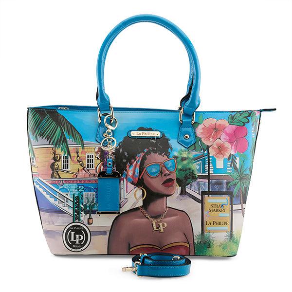 flexus by spring step LA PHILIPE LP1021-8 BLUE IN BAHAMAS HANDBAG-TOTE