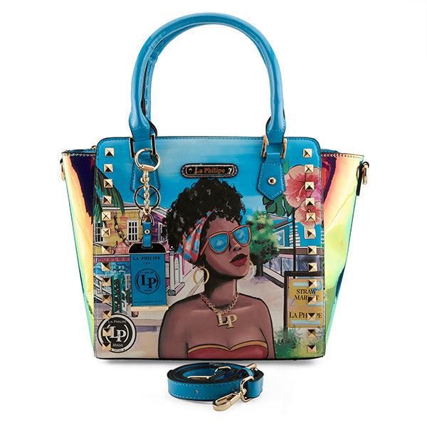 flexus by spring step LA PHILIPE LP1022-8 BLUE IN BAHAMAS HANDBAG-SATCHEL